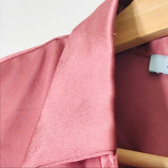 She + Sky Pink Silky Button-down Blouse MED - Picture 5 of 12